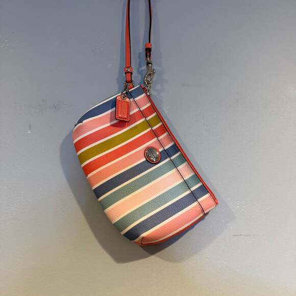 Coach Multicolor Stripe Wristlet Clutch - Picture 1 of 4